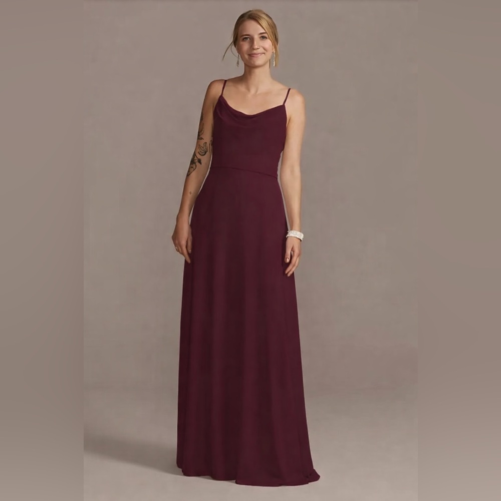 Grad/Bridesmaid Cowl Neck Dress in Red Wine